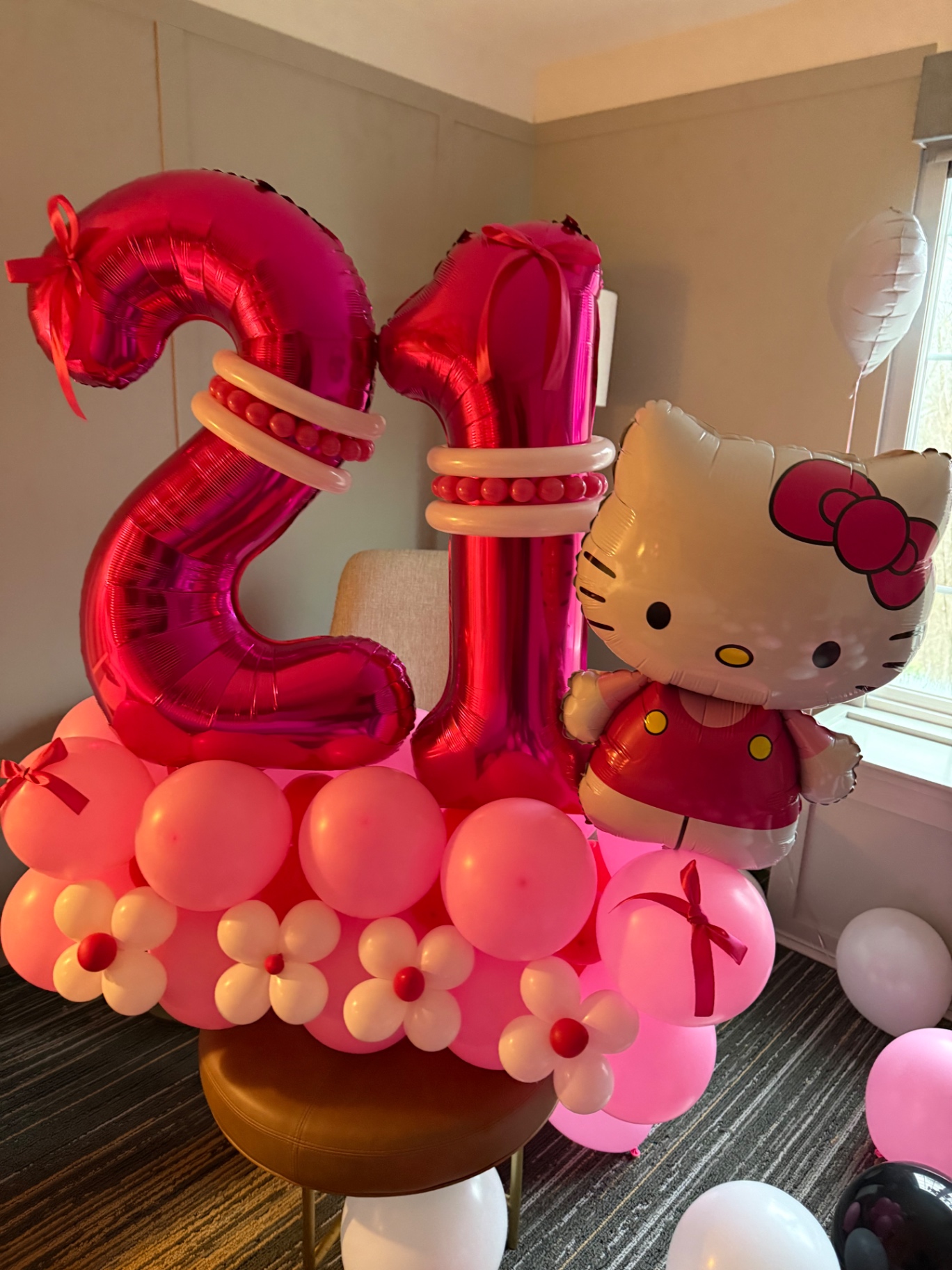 Pink 21 Hello Kitty balloon bouquet